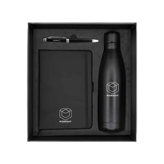 Promotional Giftset with Black Notebook pen and InsulatedBottle