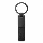 Matte black tag keychain with black PU leather strap