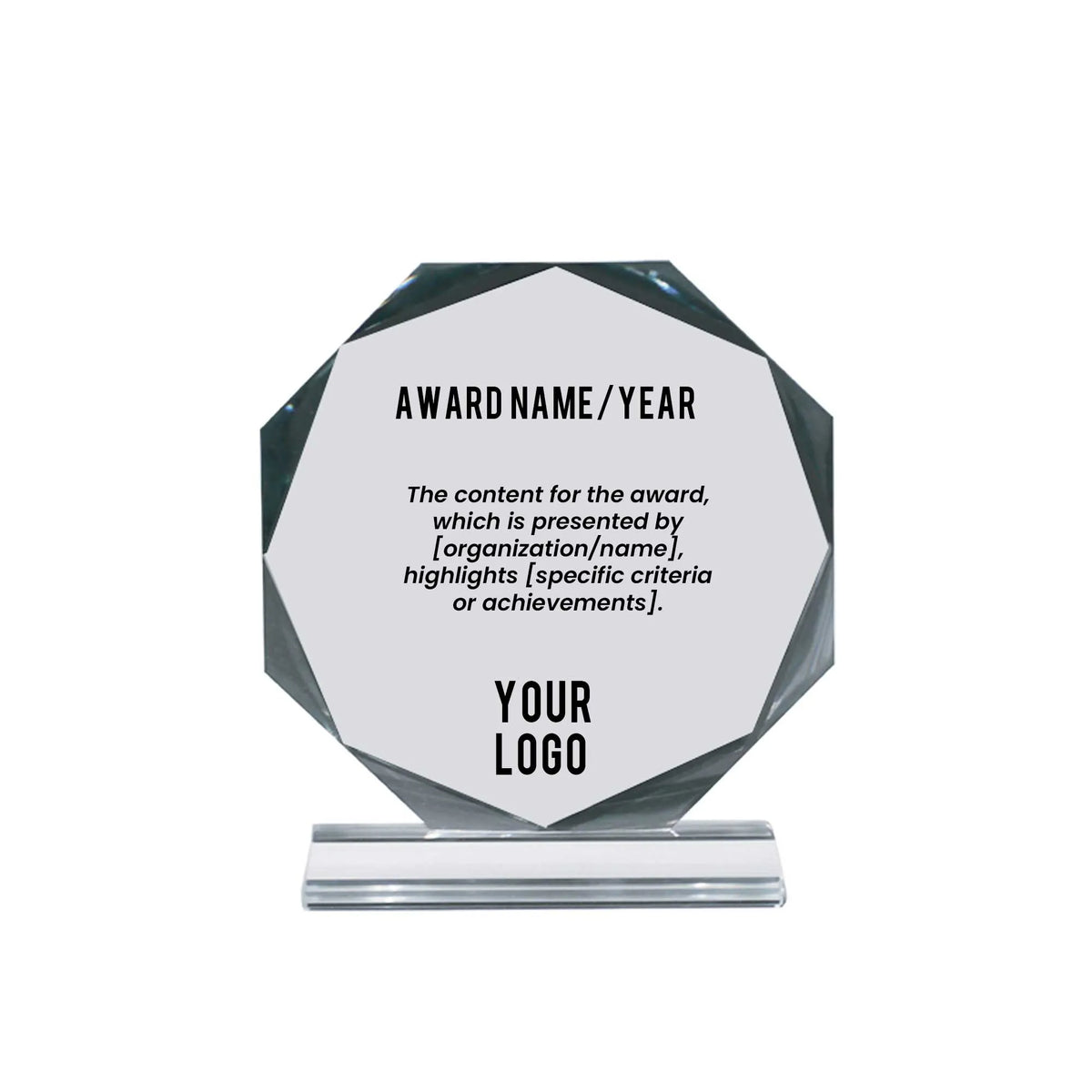 Octagon Crystal Award Small