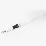 Lanyard With Buckle Metal Hook And Safety Clip White