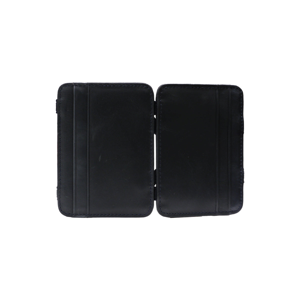 Leather card holder with both side opening Black