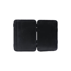Leather card holder with both side opening Black