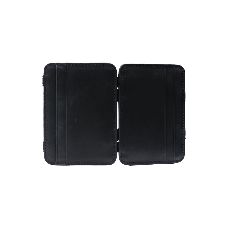 Leather card holder with both side opening Black