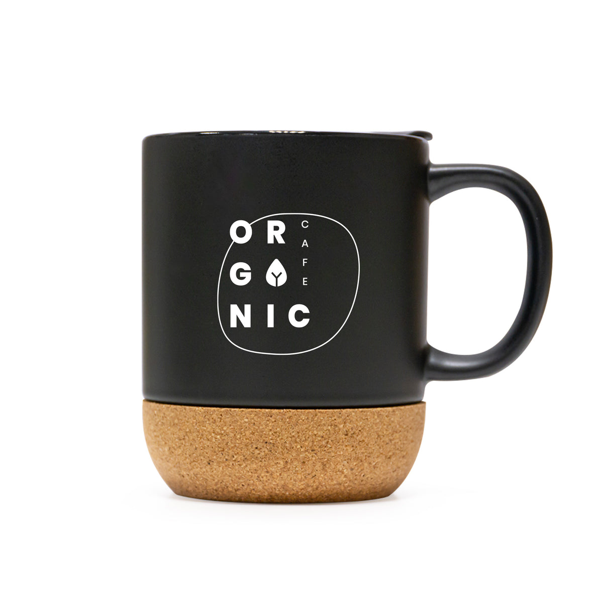Ceramic Mug With Lid and Cork Base Black