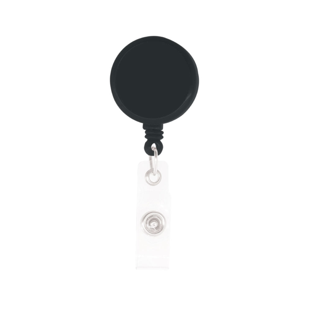 Plastic badge reel with big round surface Black