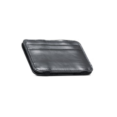 Leather card holder with both side opening Black