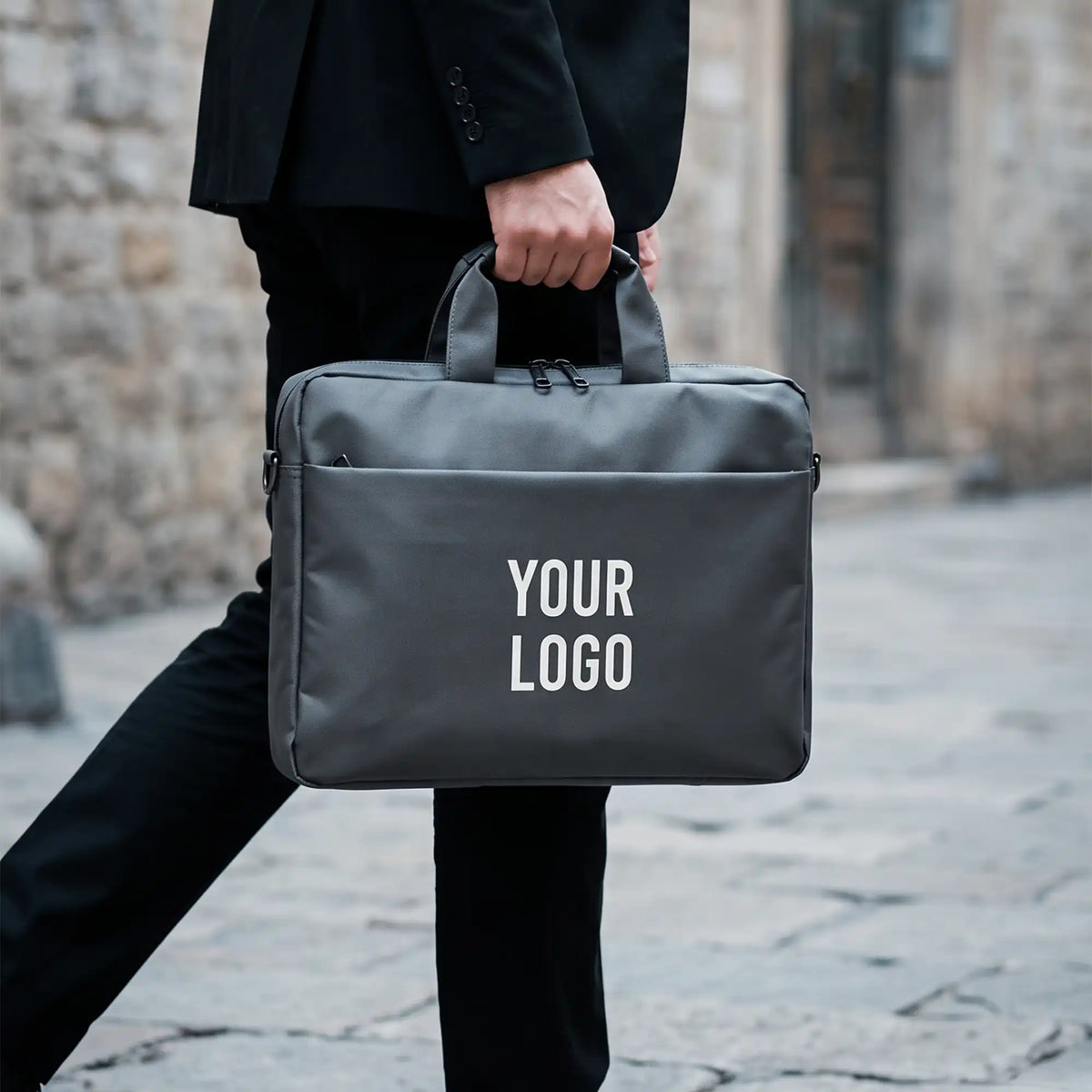 Premium Gray executive laptop bag with padded protection and luxury business travel design