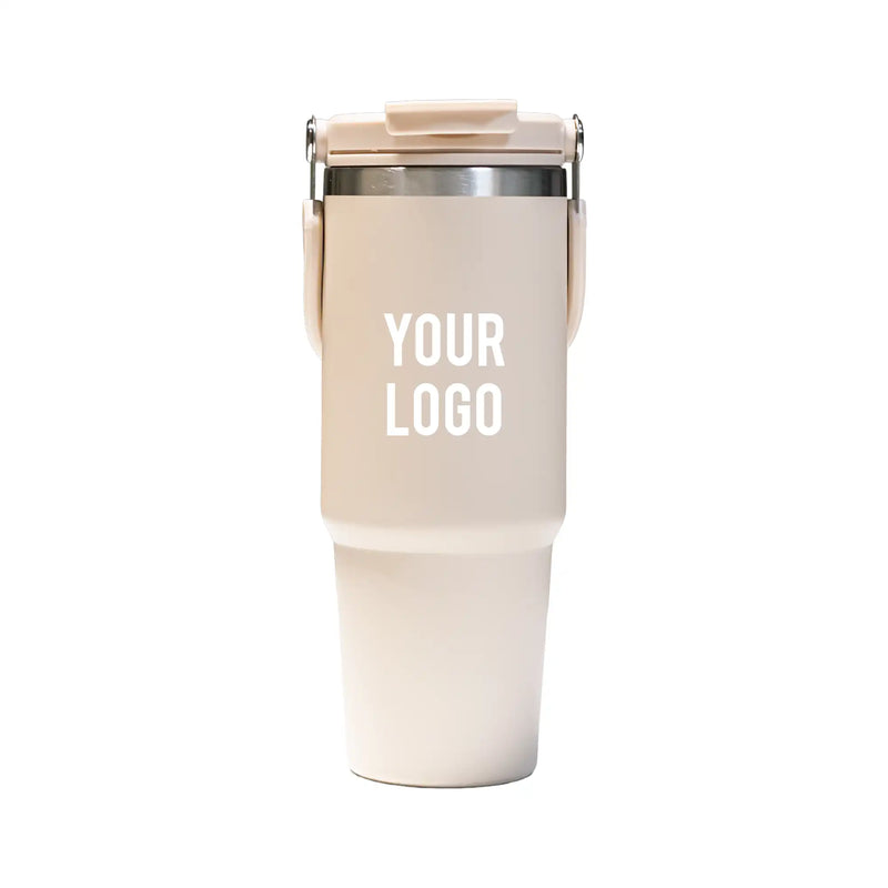 Tumbler with Handle and Sipper Sand Beige