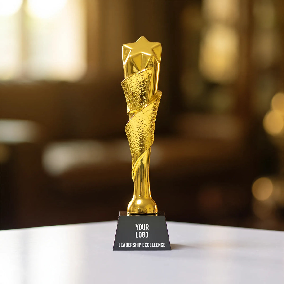 Award Trophy Star edges joint slanted full gold with black base