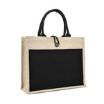 Jute Bag with Canvas Pocket BLACK