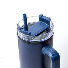 Blue Tumbler with Straw and Handle