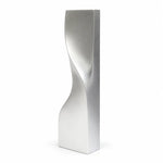 Matte silver twisted crystal award, tall sculptural column shape