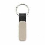 Silver Tag Leather Strap Keychain