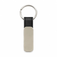Silver Tag Leather Strap Keychain