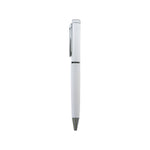 White metal pen with lined barrel and silver clip – 11610WT
