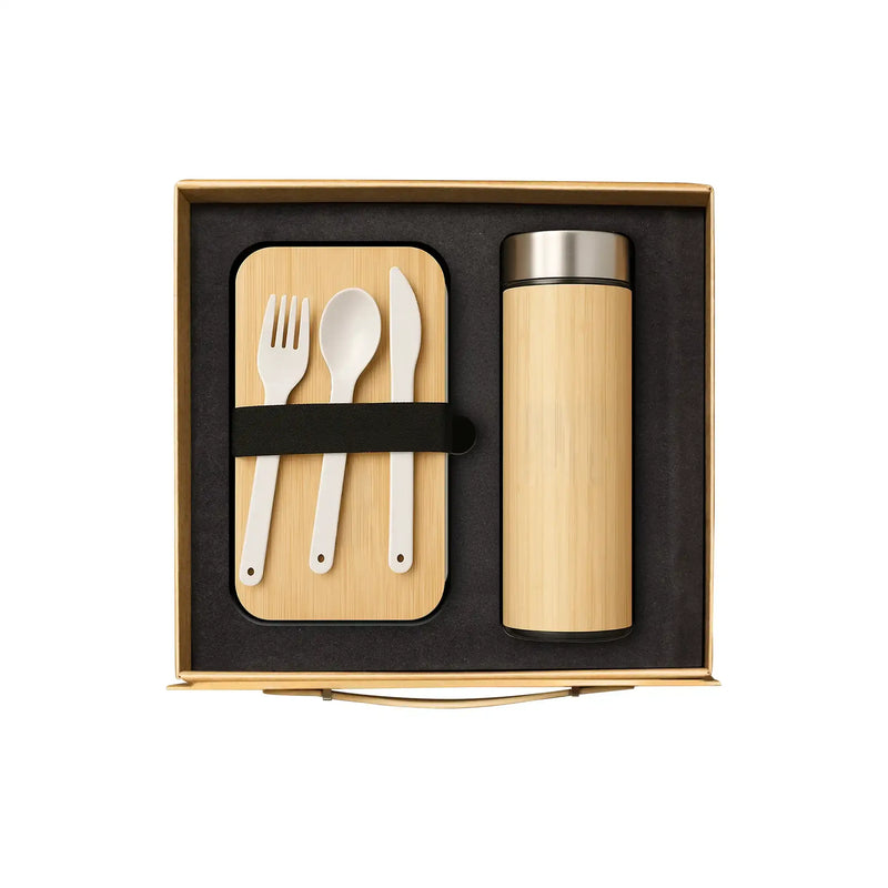 EcoBento Duo wheat straw lunchbox bamboo thermos corporate gift set UAE
