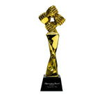 Award Trophy Hand Holding full gold with black base