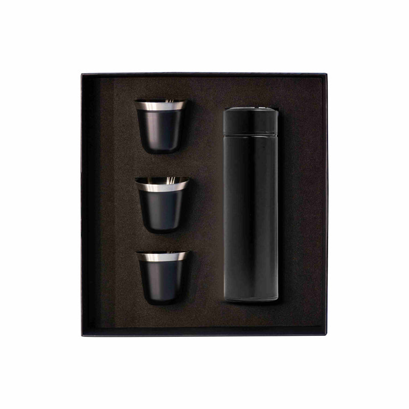 Promotional Gift set with Insulated Bottle and espresso cup Black