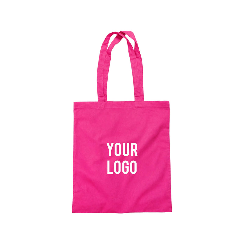 Pink recycled cotton tote bag with long handles – sustainable and reusable