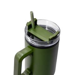 Green Tumbler with Straw and Handle