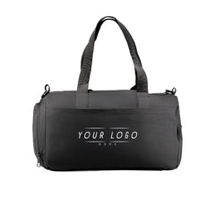 Black executive duffle bag with shoulder strap and spacious compartments for travel