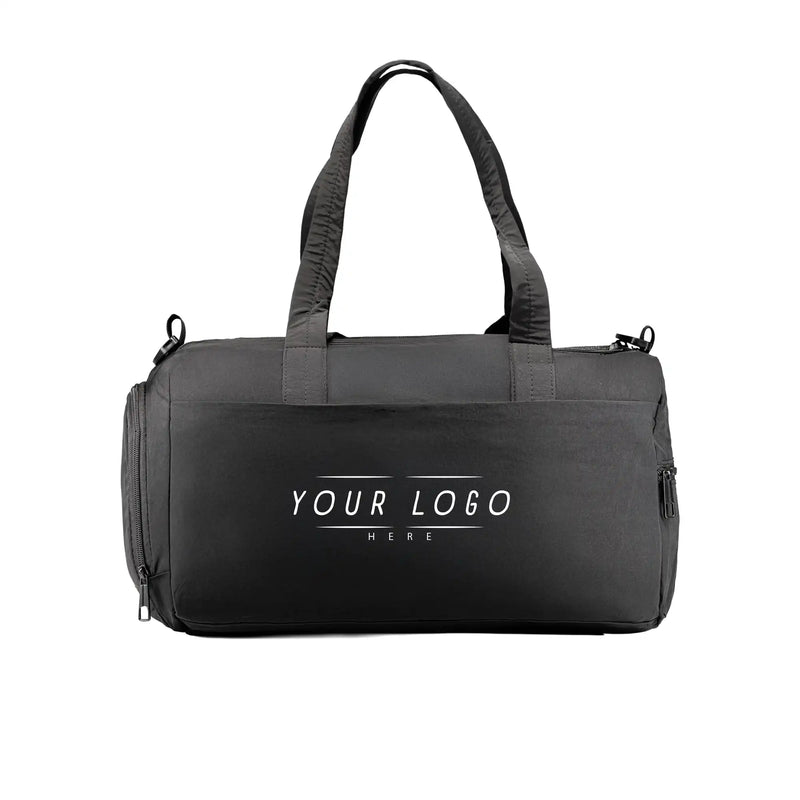 Black executive duffle bag with shoulder strap and spacious compartments for travel