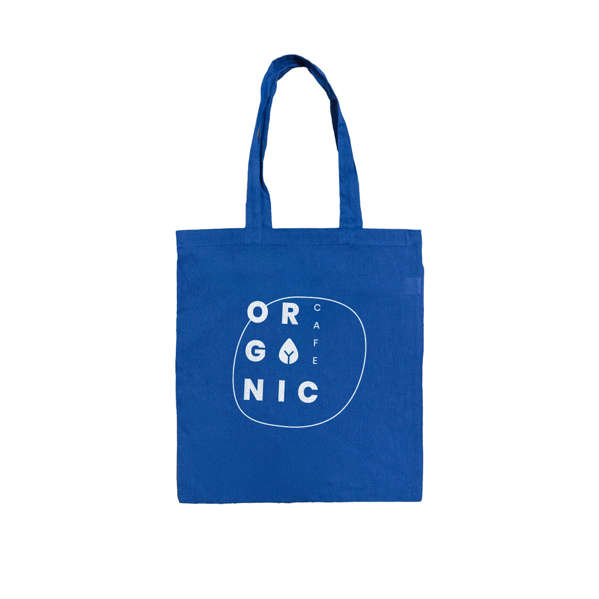 Blue recycled cotton tote bag with long handles – sustainable and reusableBlue recycled cotton tote bag with long handles – sustainable and reusable