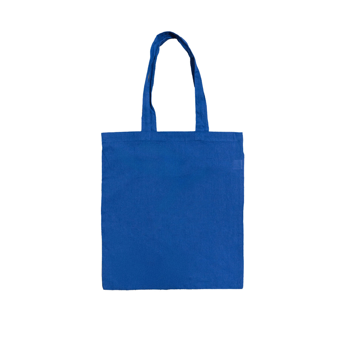 Blue recycled cotton tote bag with long handles – sustainable and reusable