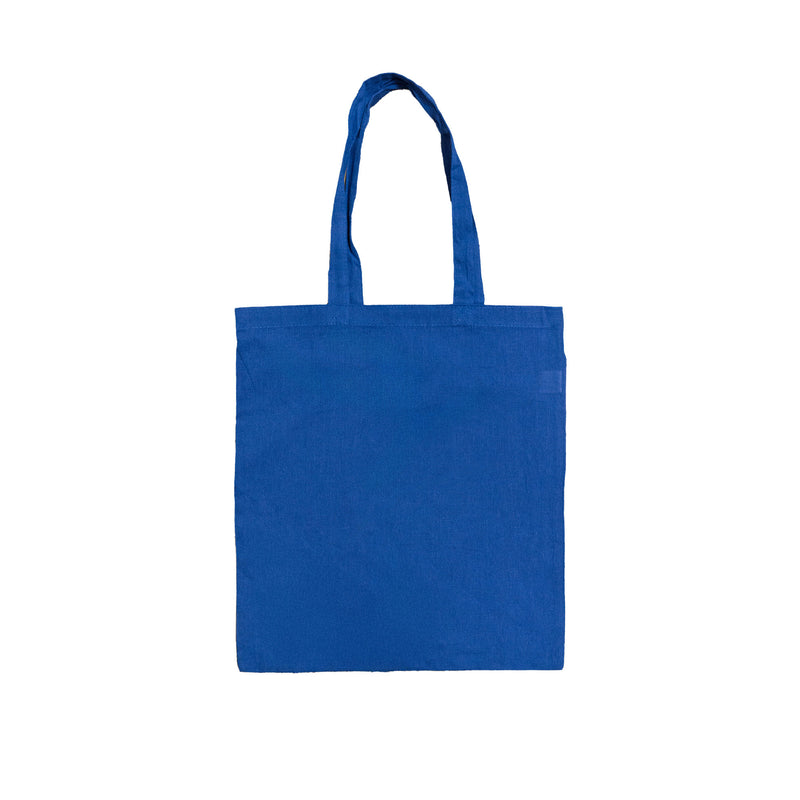 Blue recycled cotton tote bag with long handles – sustainable and reusable