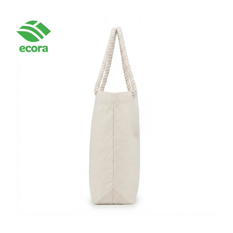 Seyist canvas bag open at the top showing internal capacity