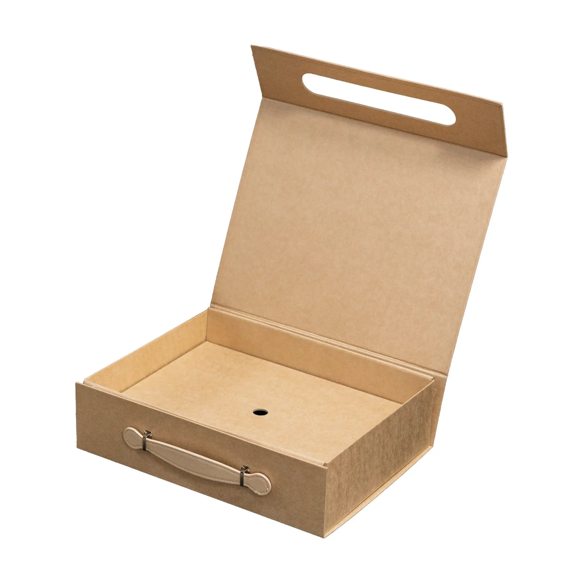 Luxury Gift Box with PU Leather Handle Brown Large