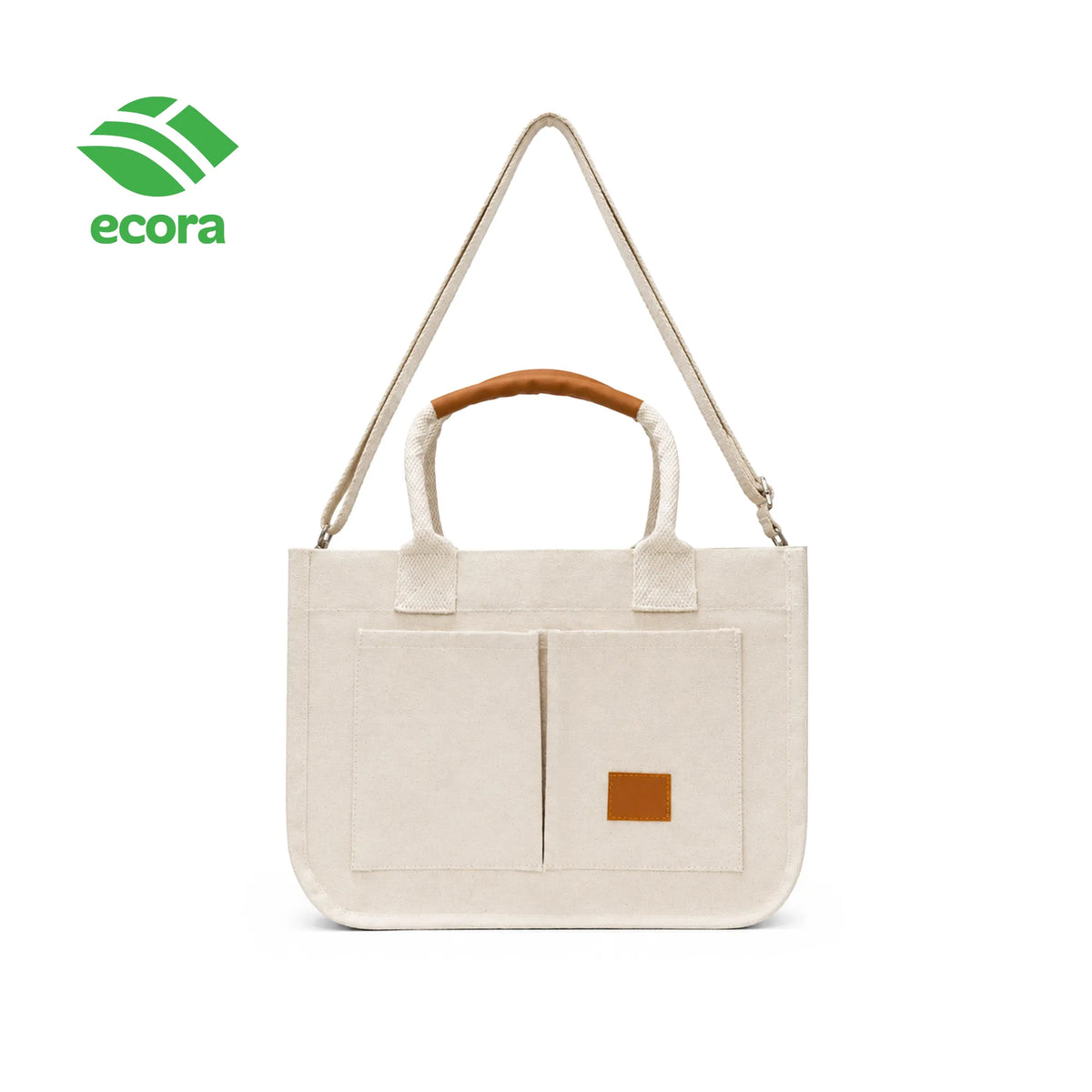 Canvo laminated canvas tote with a sample corporate logo printed on the front panel