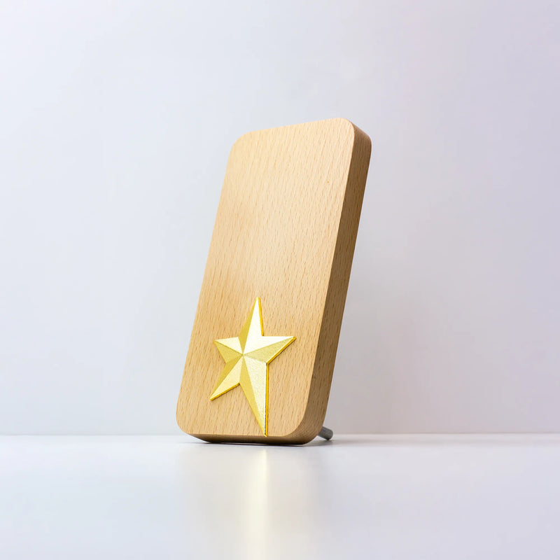 Wooden Trophy with Gold Star