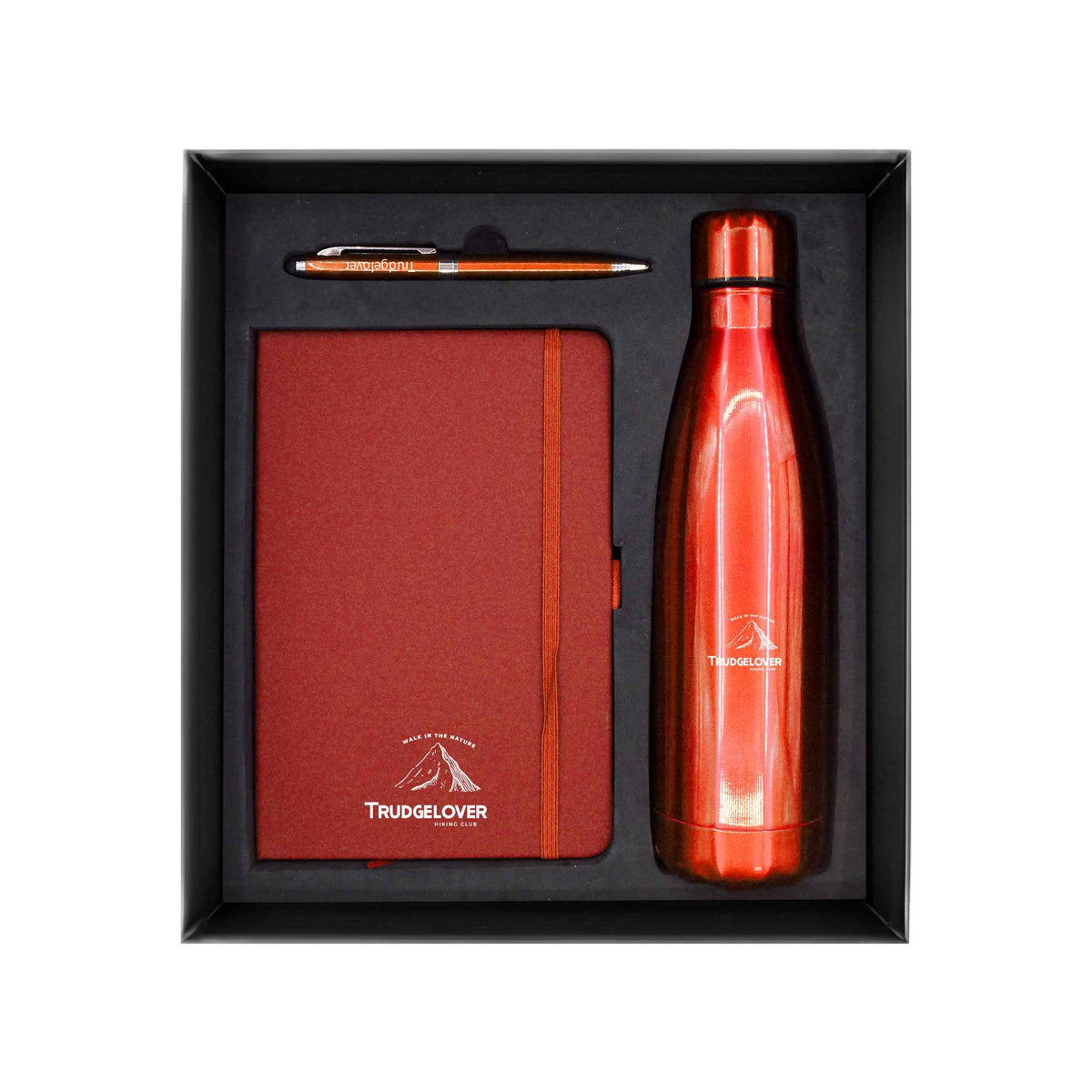 Promotional Giftset with Red Notebook pen and Bottle
