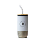 White Eco Tumbler with Bamboo Lid and Straw