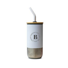 White Eco Tumbler with Bamboo Lid and Straw