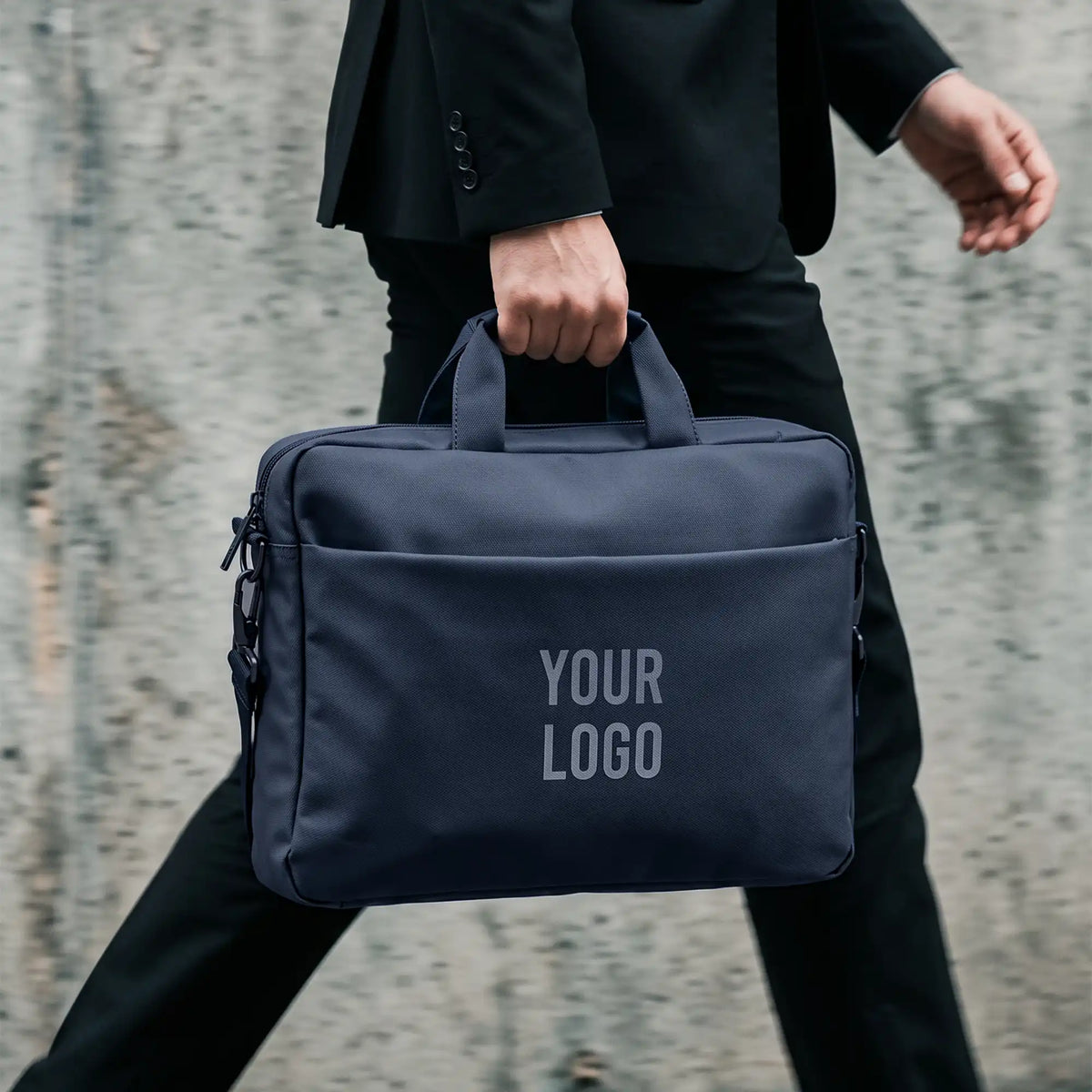 Premium blue executive laptop bag with padded protection and luxury business travel design