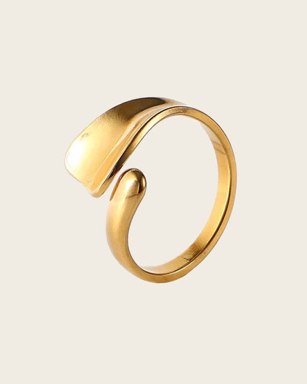 Open Wrap Ring, 18K Gold Plated Stainless Steel, Adjustable Kaaf Creations