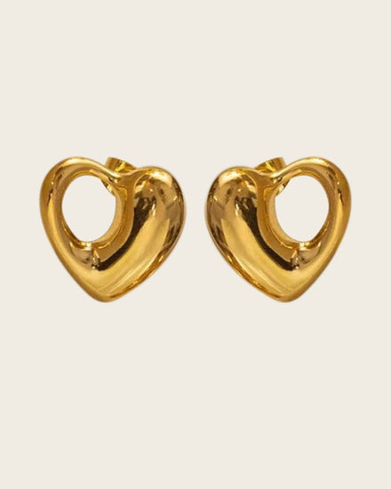 Heart Stud Earrings, 18K Gold Plated Stainless Steel, Open Design | women and girls Kaaf Creations