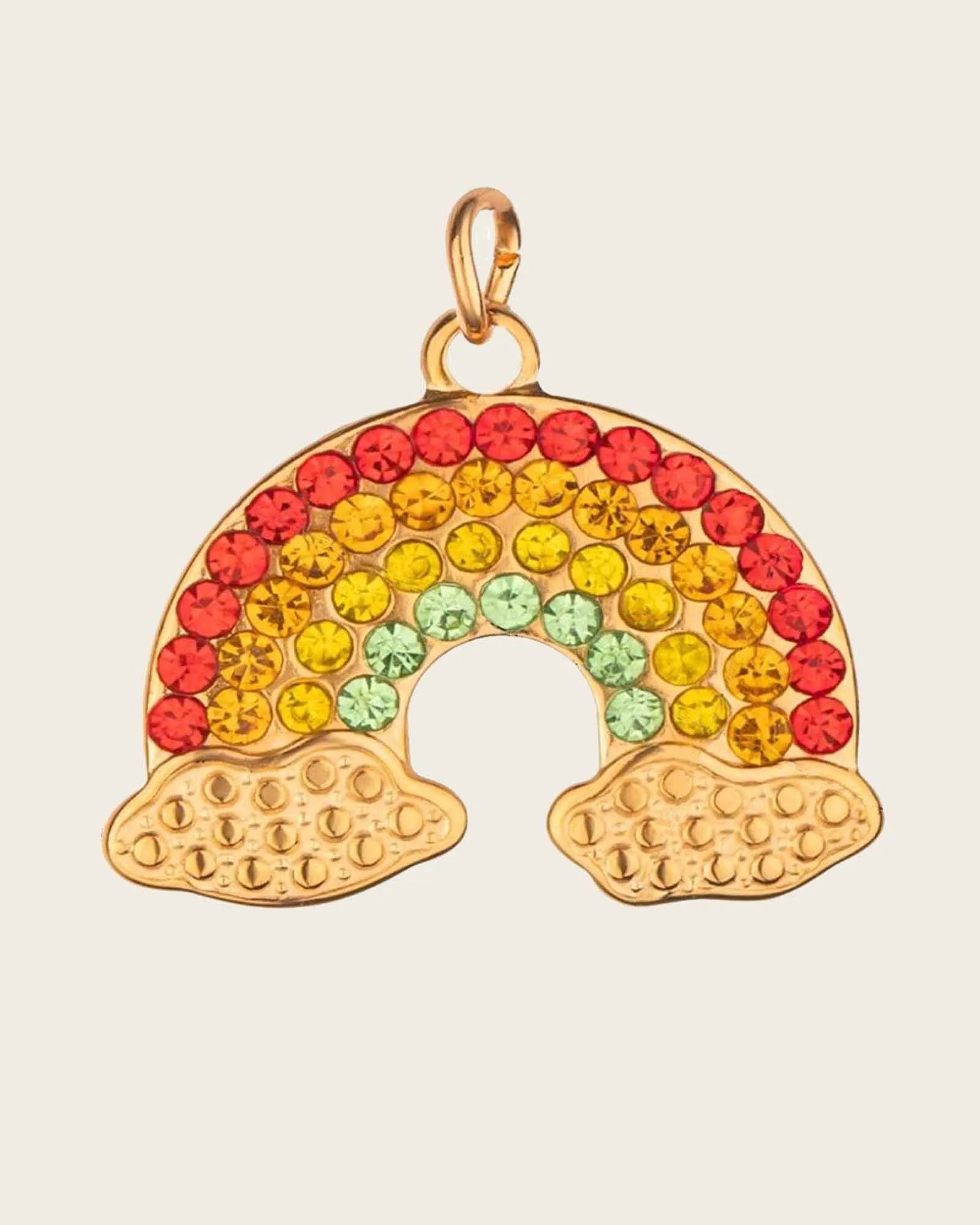 Rainbow Crystal Charm Pendant, 18K Gold Plated Stainless Steel, Red Yellow Green Kaaf Creations