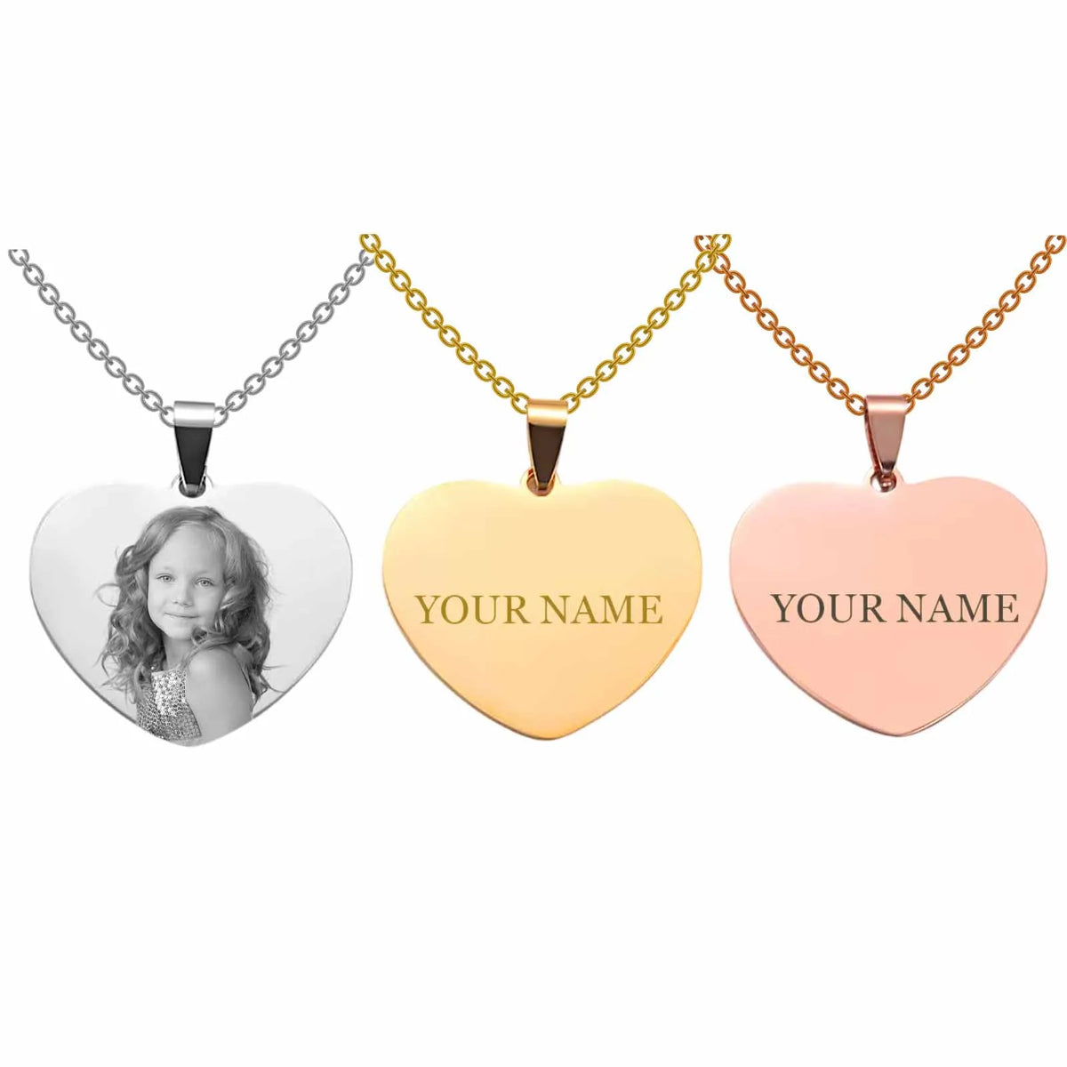 Heart Necklace customized, Gold, silver and rose gold colors Kaaf Creations