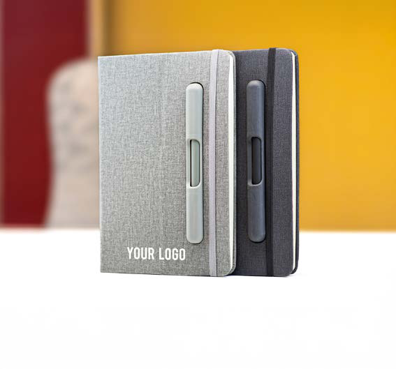 PU + RPET Look Notebook with Mobile/Pen Holder
