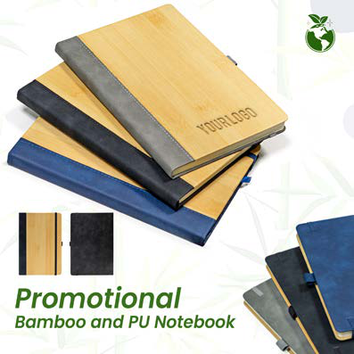 Promotional PU Notebook with Bamboo Finish